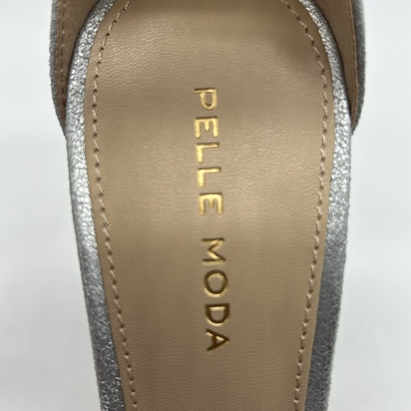 Pelle Moda Metallic Silver Platform Block Heel Suede Sandals – Size 8.5 NWT - Picture 9 of 11